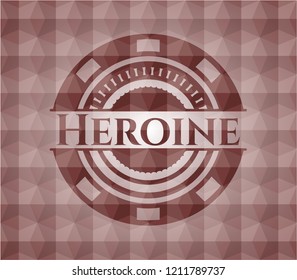 Heroine red badge with geometric pattern. Seamless.