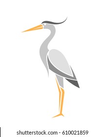 Heron. Abstract bird on white background. Vector illustration EPS10