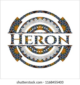 Heron arabesque emblem background. arabic decoration.