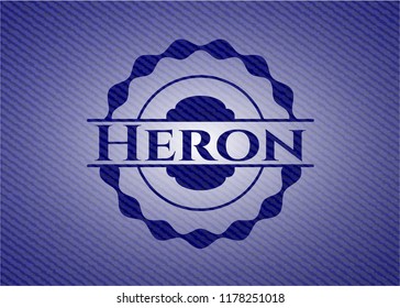 Heron badge with denim texture