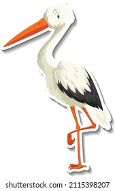 Heron bird animal cartoon sticker illustration