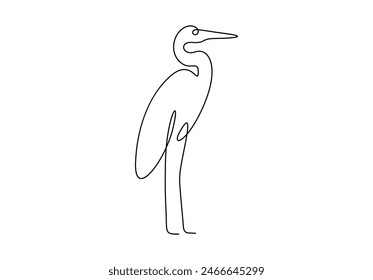 Heron bird continuous one line drawing vector illustration