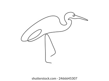Ilustración vectorial de dibujo continuo de una línea de garza