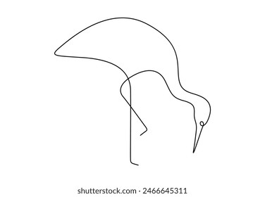 Heron bird continuous one line drawing vector illustration