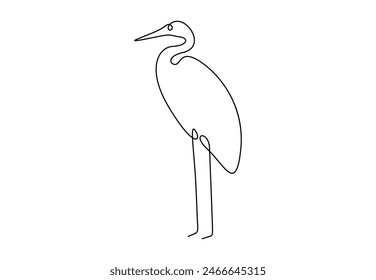 Heron Bird kontinuierliche einzeilige Zeichnung Vektorillustration