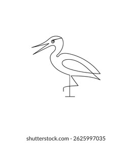 Heron bird continuous one line art outline simple vector drawing minimalist best use for logo