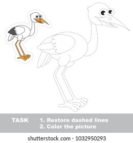 Heron Bird. Dot to dot educational game for kids.