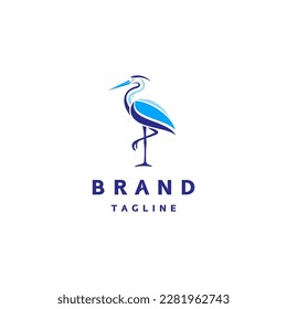Heron Bird Elegant Logo Design. Simple Illustration of Heron Bird Standing On One Leg.