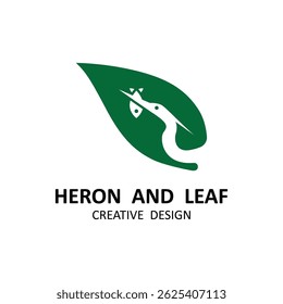 Diseño de inspiración de icono de logotipo de ave y hoja de garza