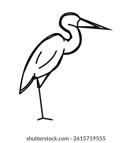 heron bird line icon vector. heron bird sign. isolated contour symbol black illustration