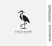 Heron bird logo, heron, heron flying, crane icon, wing, bird fully editable vector logo template