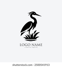 Logotipo del pájaro de la garza, garza, vuelo de la garza, icono de la grúa, ala, pájaro totalmente editable logotipo del Vector Plantilla