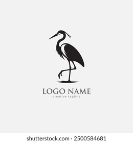 Heron Vogel Logo, Reiher, Reiher fliegen, Kransymbol, Flügel, Vogel voll bearbeitbare Vektorlogo Vorlage