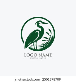 Heron bird logo, heron, heron flying, crane icon, wing, bird fully editable vector logo template