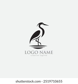 Logotipo de pássaro Heron, garça, voando de garça, ícone de guindaste, asa, pássaro totalmente editável modelo de logotipo vetorial