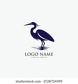 Logotipo de pássaro Heron, garça, voando de garça, ícone de guindaste, asa, pássaro totalmente editável modelo de logotipo vetorial