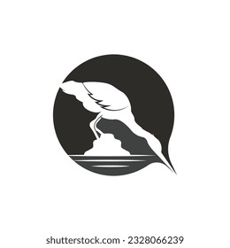 Heron Bird Logo, Vector Bird Flying Stork Heron, Animal Silhouette Design, Ilustrasi Tempel