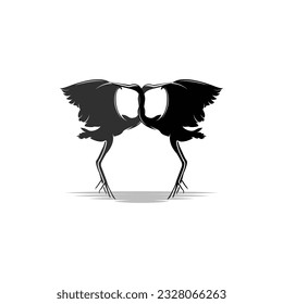 Heron Bird Logo, Vector Bird Flying Stork Heron, Animal Silhouette Design, Ilustrasi Templet