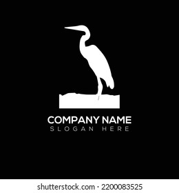 Diseño de la ilustración vectorial del logotipo del ave Heron