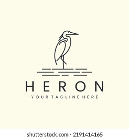 heron bird with minimalist linear style logo vector icon design. pelican, flamingo, template illustration