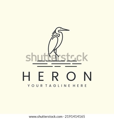 heron bird with minimalist linear style logo vector icon design. pelican, flamingo, template illustration