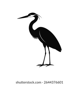 heron bird silhouette on white background