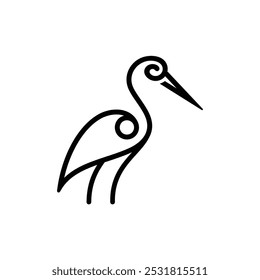 Diseño de logotipo de línea simple de Heron Bird 