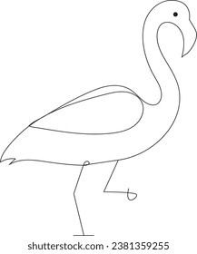 Dibujo de una sola línea de ave Heron con diseño de vectores de arte de línea de aves