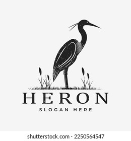 Heron bird Stork silhouette design logo, design template