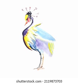 Heron Bird Stork Watercolor Drawing Vector Stock Vector (Royalty Free