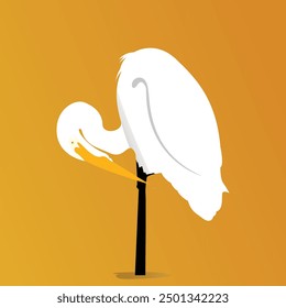 heron bird vector, flamingo water bird with bright back screen