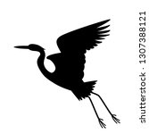 heron bird,   vector illustration,   black silhouette, profile view
