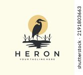 heron bird with vintage style logo vector icon design. pelican, flamingo, template illustration
