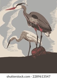 Heron Birds, Vektorhintergrund