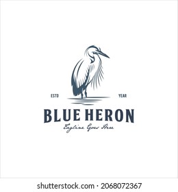 Heron Blue Bird Logo Design Vector Image
