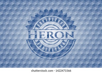 Heron blue hexagon emblem. Vector Illustration. Detailed.