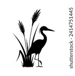 Heron and cane bush, eps 10 format
