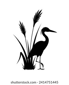 Heron and cane bush, eps 10 format