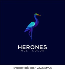 heron colorful abstract animals logo modern