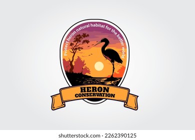 Heron Conservation Vector Logo Template. Flamingo logo design inspiration.