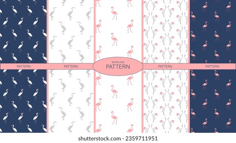 heron crane pink flamingo pattern vector