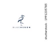 heron design logo concept. line heron vector. heron bird. color style.