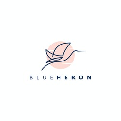 Heron Design Logo Concept. Line Heron Vector. Heron Bird. Color Style.