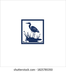 heron egret bird silhouette vector logo icon