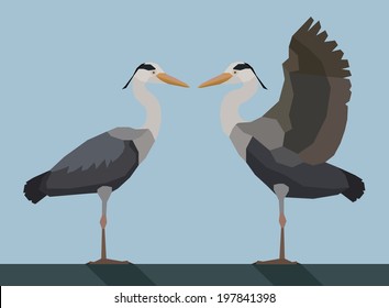 Heron - Flat design simple illustration in the flat style, colors easy to change