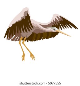 Heron in flight. Simple vector.