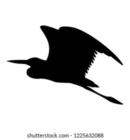 the heron is flying vector illustration  black silhouette profile view