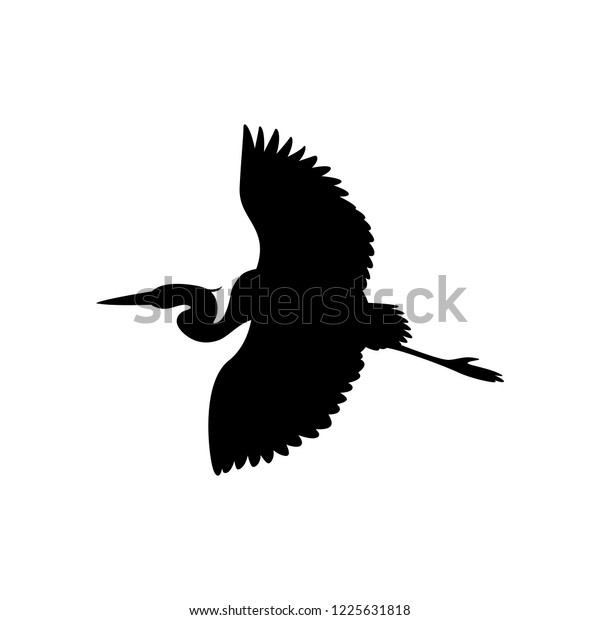 Heron Flying Vector Illustration Black Silhouette Stock Vector (Royalty ...