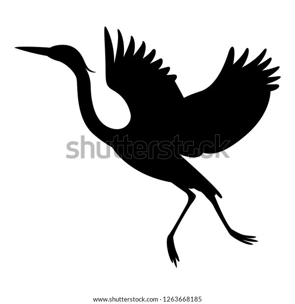 Heron Flying Vector Illustration Black Silhouette Stock Vector (Royalty ...