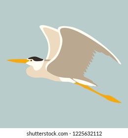 the heron is flying vector illustration flat style profile view